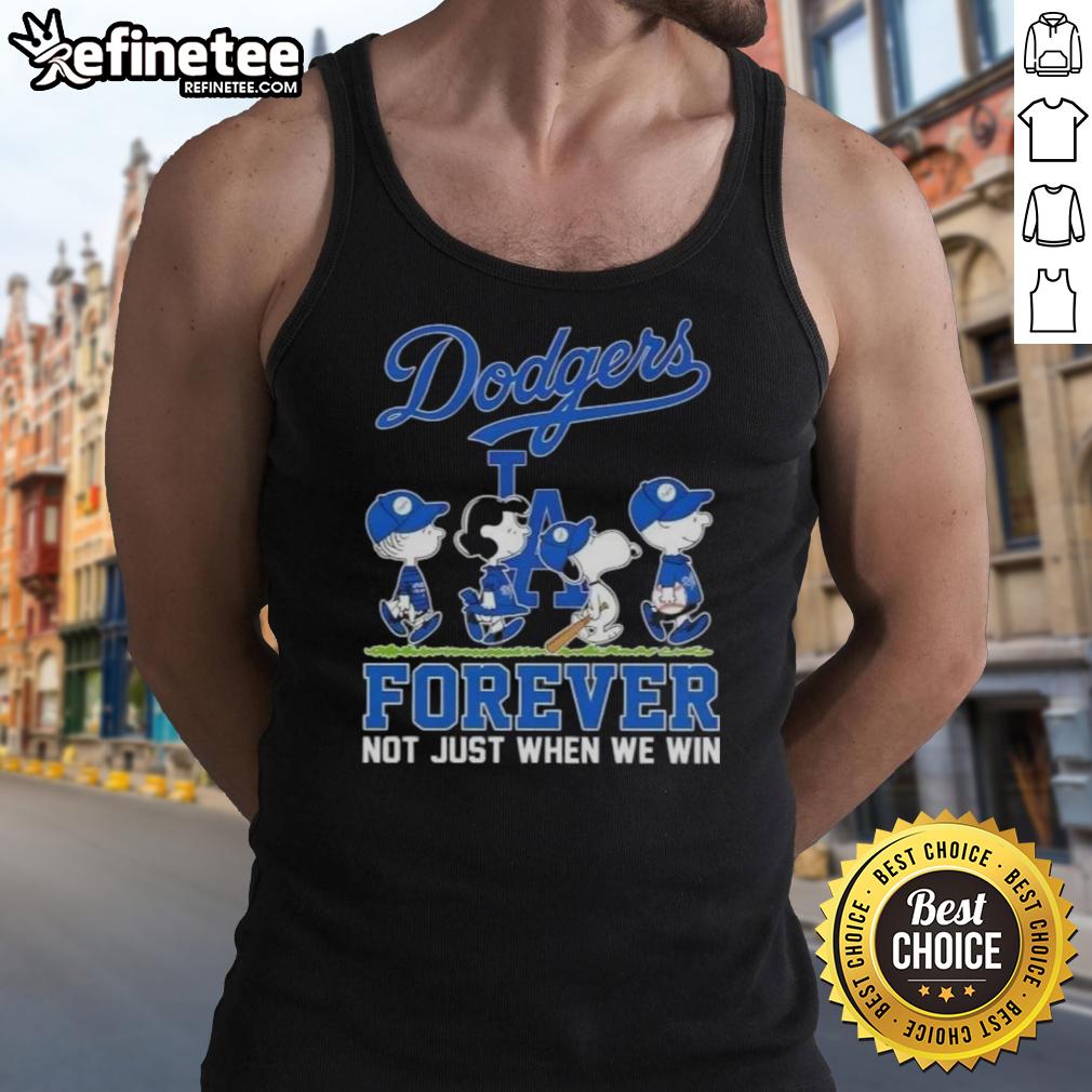 nice-peanuts-snoopy-and-friends-x-los-angeles-dodgers-forever-not-just-when-we-win-tank-top Nice Peanuts Snoopy and Friends X Los Angeles Dodgers Forever tank top featuring vibrant graphics and a playful design.
