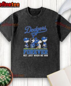 Nice Peanuts Snoopy and Friends X Los Angeles Dodgers Forever Not Just When We Win washed t-shirt design.