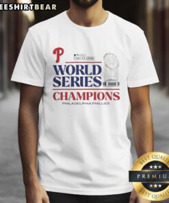 Nice Philadelphia Phillies Baseball 2025 World Series Champions Trophy T-Shirt featuring vibrant team colors and logo.