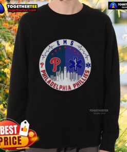 Nice Philadelphia Phillies EMS City Skyline sweatshirt featuring vibrant team colors and iconic city skyline design.