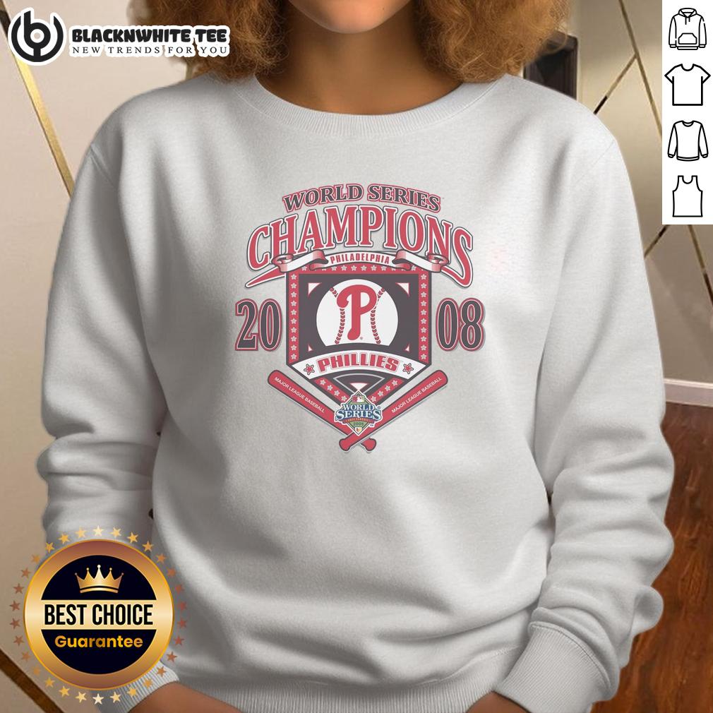 Nice Philadelphia Phillies White Cooperstown World Series Champions Arch Sweatshirt Alt Text: Cozy white Cooperstown sweatshirt celebrating the Philadelphia Phillies World Series Champions with a stylish arch design.