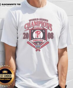 Philadelphia Phillies White Cooperstown World Series Champions Arch T-Shirt featuring team logo and vintage design.