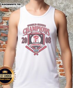 Nice Philadelphia Phillies White Cooperstown World Series Champions Arch Tank Top for fans and collectors.