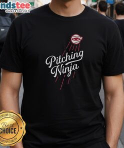 Nice Pitching Ninja Los Angeles Dodgers T-Shirt featuring a vibrant design perfect for baseball fans and collectors.