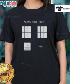 Nice Police Public Call Box TARDIS Ladies Tee featuring vibrant graphic design inspired by Doctor Who.