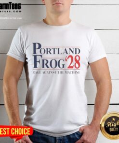 Alt Text: Nice Portland Frog 2028 Rage Against The Machine T-Shirt featuring vibrant design and bold graphics.