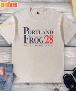 Alt Text: Nice Portland Frog 2028 Rage Against The Machine washed t-shirt featuring vibrant frog design and bold typography.