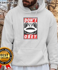 Nice Portland frog demands that you don't obey hoodie design featuring a whimsical frog graphic in vibrant colors.