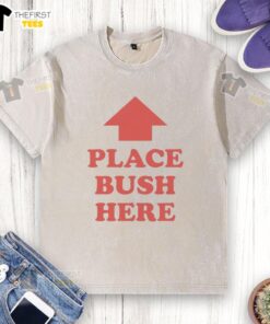 Model wearing a Nice Premium Place Bush Here Washed T-Shirt in a casual outdoor setting, showcasing its stylish design.