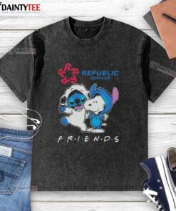 Nice Premium Stitch and Snoopy x Republic Services Friends Washed T-Shirt featuring vibrant graphics and a comfortable fit.