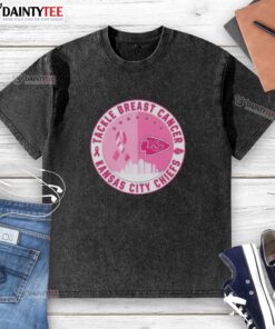 Nice Premium Tackle Breast Cancer Kansas City Chiefs Football Skyline Washed T-Shirt featuring a stylish design.