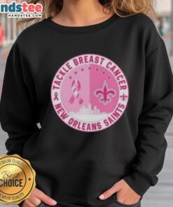 Nice Premium Tackle Breast Cancer New Orleans Saints Football Skyline Sweatshirt displayed on a mannequin.