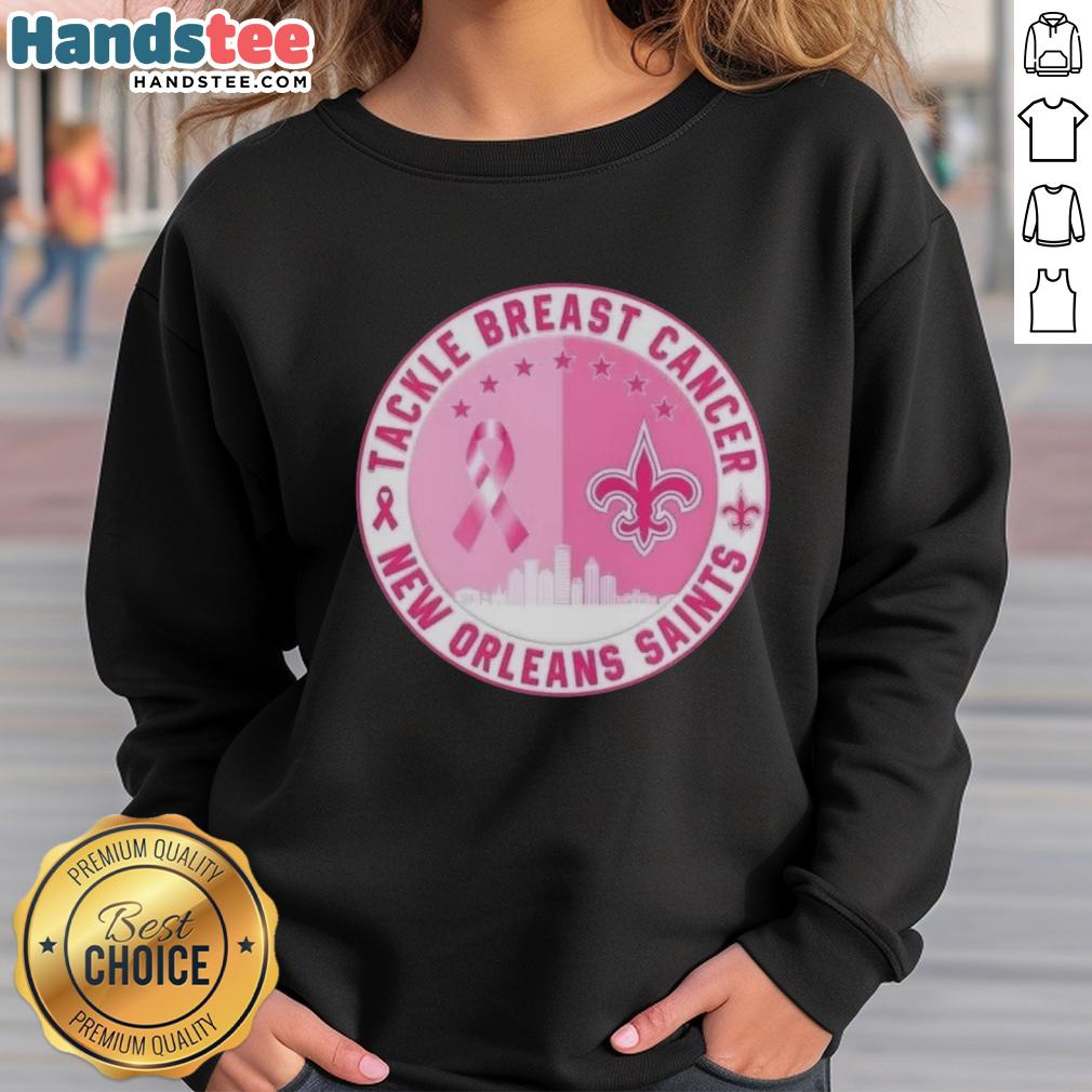 nice-premium-tackle-breast-cancer-new-orleans-saints-football-skyline-sweatshirt Nice Premium Tackle Breast Cancer New Orleans Saints Football Skyline Sweatshirt displayed on a mannequin.