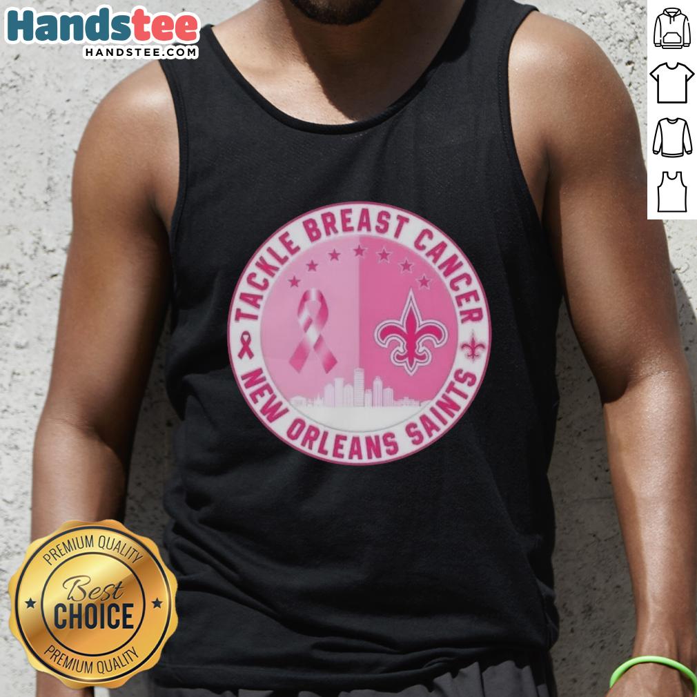 nice-premium-tackle-breast-cancer-new-orleans-saints-football-skyline-tank-top Nice Premium Tackle Breast Cancer tank top featuring New Orleans Saints football skyline design.