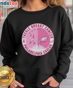 Nice Premium Tackle Breast Cancer Philadelphia Eagles sweatshirt featuring a skyline design, perfect for football fans.
