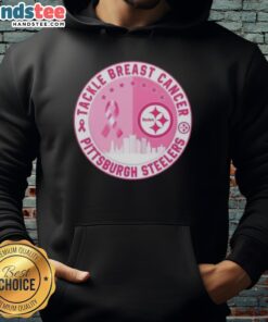 Nice Premium Tackle Breast Cancer Pittsburgh Steelers hoodie featuring a skyline design, perfect for fans supporting the cause.