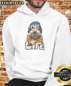 Cartoon pug in a gangsta style hoodie, showcasing a fun and playful vibe for dog lovers - Nice Pug Life design.