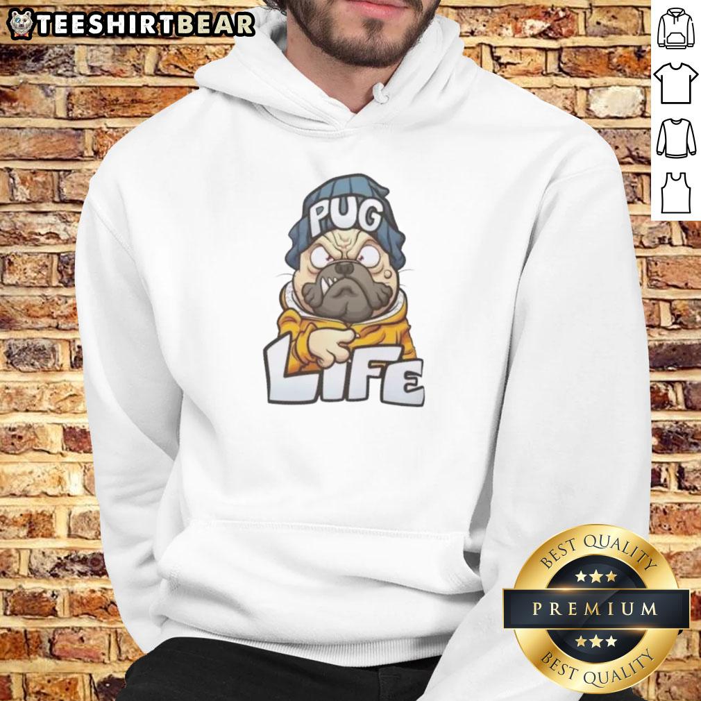 Nice Pug Life Gangsta Dog Cartoon Hoodie Cartoon pug in a gangsta style hoodie, showcasing a fun and playful vibe for dog lovers - Nice Pug Life design.