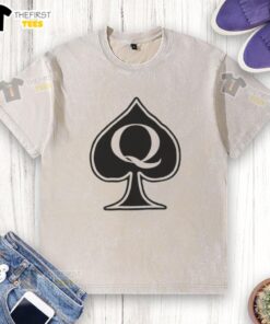 Stylish Nice Queen Spades washed t-shirt featuring a unique design, perfect for casual wear and fashion enthusiasts.