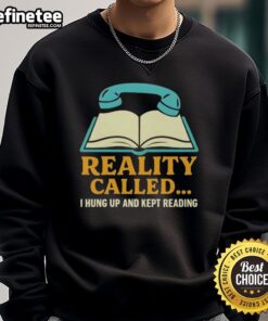 Cozy sweatshirt featuring the phrase 'I Hung Up And Kept Reading' perfect for book lovers and cozy nights.