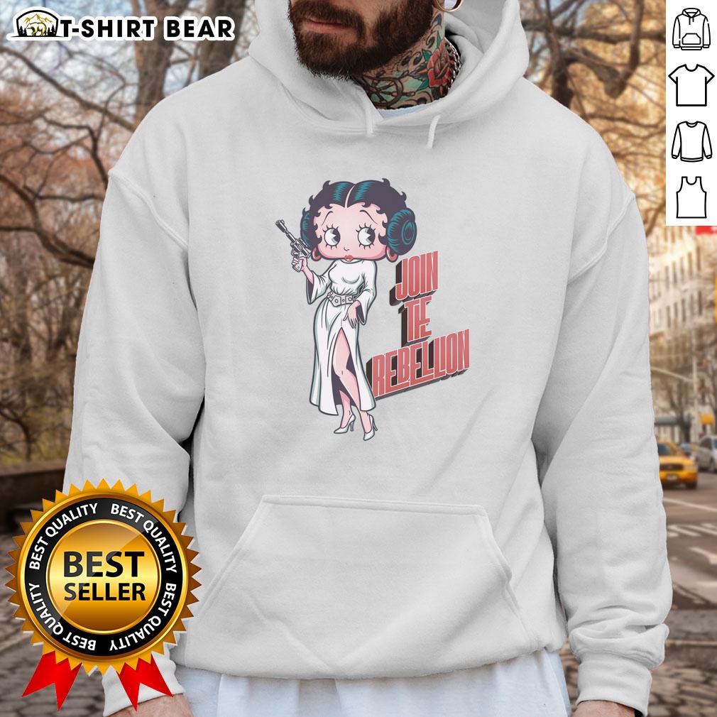 Nice Rebel Pinup Join The Rebelion Retro Cartoon Princess Parody Hoodie Join the Rebellion hoodie featuring Nice Rebel pinup cartoon princess in a fun retro parody style.