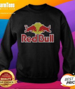Nice Red Bull 8 Bit Logo Sweatshirt featuring a retro pixelated design in vibrant colors.