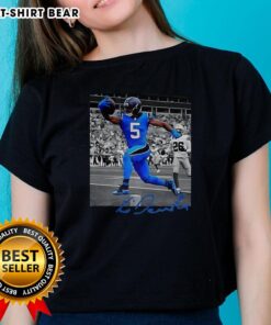 Alt Text: Nice Rico Dowdle Carolina Panthers NFL Week 6 signature ladies tee featuring team colors and stylish design.