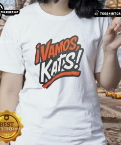 Alt Text: Nice Sam Houston Bearkats football 'Vamos Kats' ladies tee showcasing team spirit and vibrant design.
