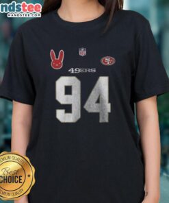 Stylish San Francisco 49ers Bad Bunny Benito 2025-2026 ladies tee, perfect for fans and fashion enthusiasts alike.