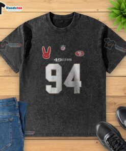 Alt Text: Nice San Francisco 49ers Bad Bunny Benito 2025-2026 washed t-shirt featuring vibrant team colors and stylish design.