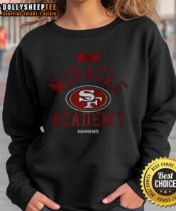 Alt Text: Stylish San Francisco 49ers NFL sweatshirt from Miracle Academy by Nahmias, perfect for fans and casual wear.