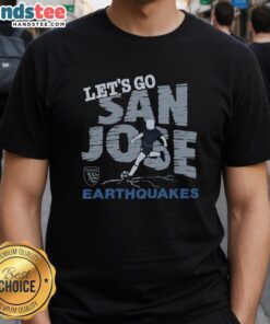 Nice San Jose Earthquakes 'Let's Go San Jose' T-shirt featuring team colors and logo, perfect for fans.