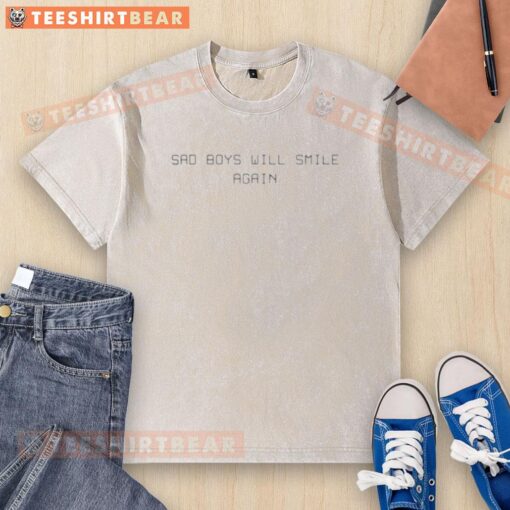 Nice Say Boys Will Smile Again washed t-shirt featuring a cheerful graphic design, perfect for casual wear.