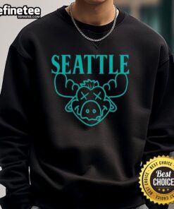 Alt Text: Cozy Nice Seattle Moose sweatshirt featuring MLB Seattle Mariners logo, perfect for fans supporting their team.