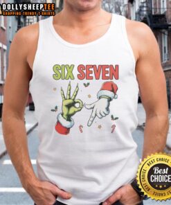 Funny Nice Six Seven 6 7 67 meme Christmas tank top featuring festive design and playful text for holiday celebrations.