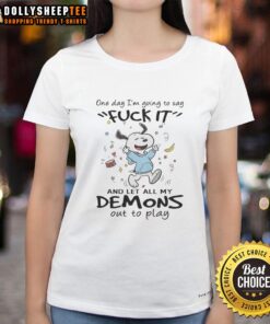Nice Snoopy One Day I'm Going To Say Fck It Ladies Tee featuring a playful Snoopy graphic on a stylish t-shirt.