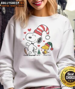 Cozy Nice Snoopy Woodstock Christmas Love Sweatshirt featuring festive designs and vibrant colors for holiday cheer.