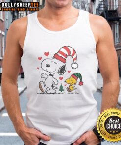 Festive Nice Snoopy Woodstock Christmas Love Tank Top featuring iconic characters in a cheerful holiday design.