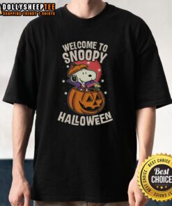 Alt Text: Nice Snoopyween Welcome To Snoopy Halloween T-Shirt featuring Snoopy in a festive Halloween design.