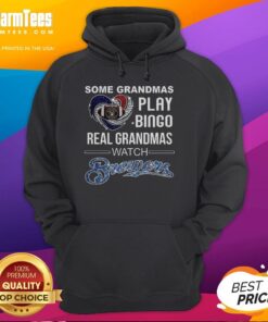 Grandmas in Milwaukee enjoying baseball in 'Real Grandmas Watch Brewers' hoodie, showcasing love for bingo and baseball.