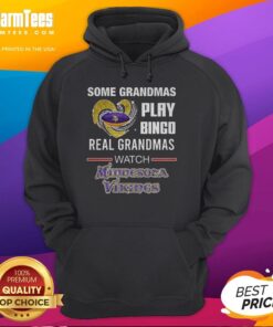 Grandmas in Minnesota enjoying football, wearing a diamond heart hoodie while watching Vikings game and playing bingo.