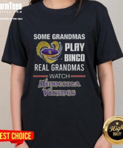 Grandmas enjoying bingo while wearing Minnesota Vikings football tee, showcasing fun and team spirit in a heart design.
