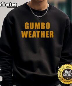 Bob Hebert wearing a stylish Gumbo Weather sweatshirt, showcasing the Nice T design in a cozy outdoor setting.