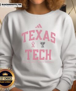 Alt Text: Texas Tech Red Raiders sideline sweatshirt for Breast Cancer Awareness 2025, showcasing team spirit and support.