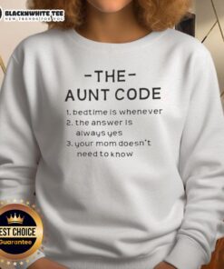 Alt Text: Cozy sweatshirt featuring the phrase Bedtime is whenever, the answer is always yes for a fun aunt vibe.
