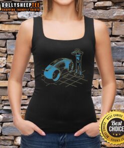 Sheldon Cooper wearing a Tron tank top from The Big Bang Theory, showcasing vibrant colors and iconic design.