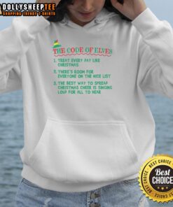 Alt Text: Cozy Nice The Code Of Elves Hoodie featuring festive designs, perfect for holiday cheer and winter warmth.