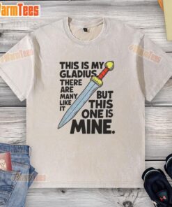 Alt Text: Nice washed t-shirt featuring 'This is my Gladius, there are many like it, but this one is mine' sword design.