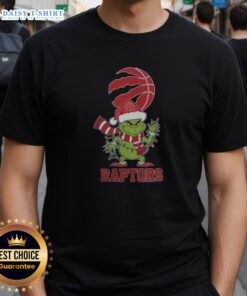 Toronto Raptors Christmas Grinch Santa Hat T-Shirt for Holiday 2025, featuring festive design and team colors.