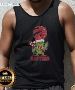 Toronto Raptors Christmas Grinch tank top with Santa hat design, perfect for holiday 2025 celebrations.